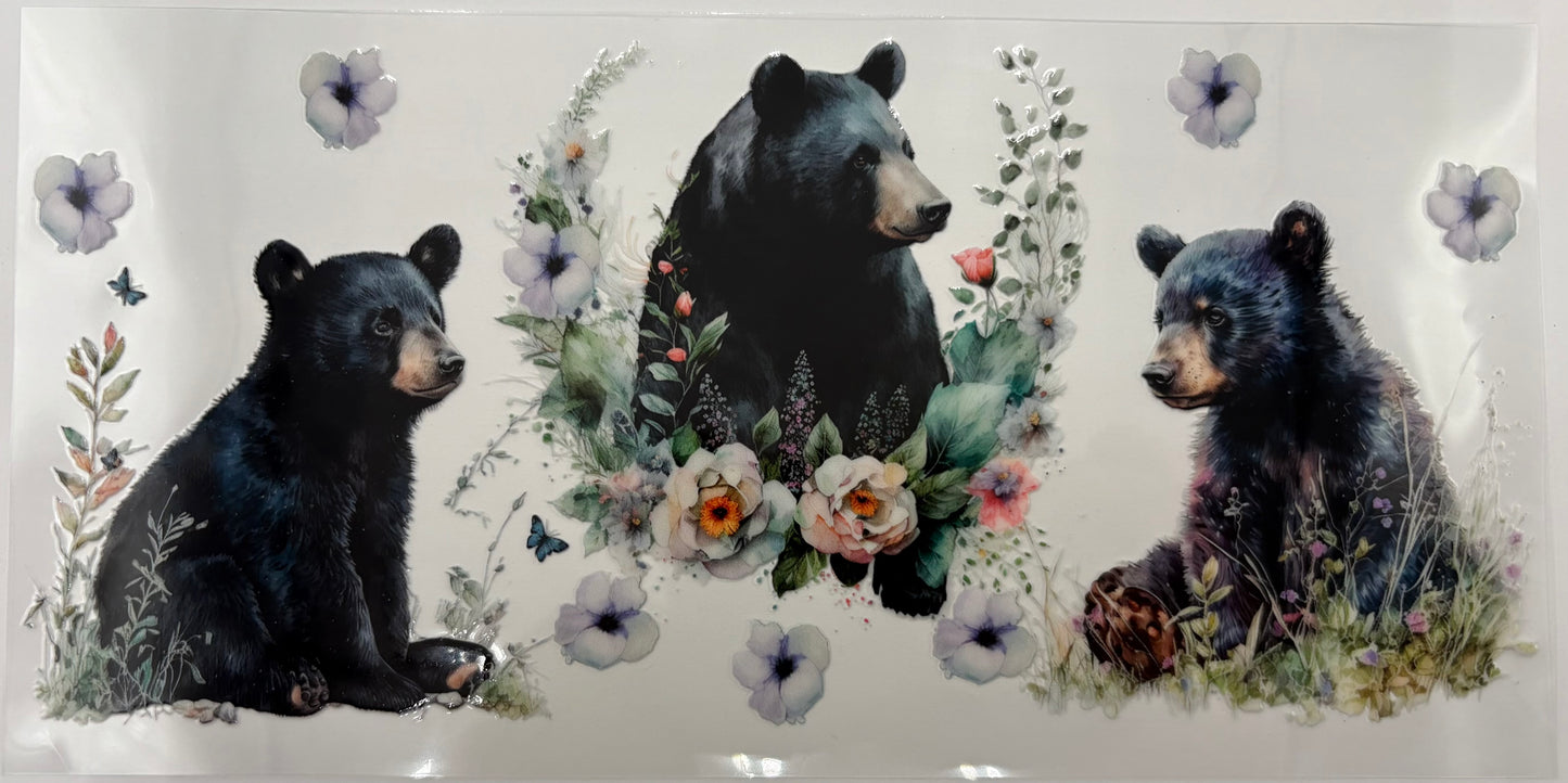 Black Bear and Flowers