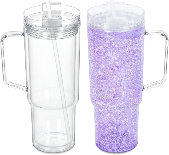 40oz Acrylic Snow Globe Tumbler with handle