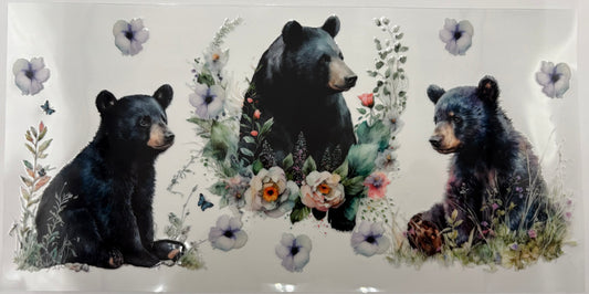 Black Bear and Flowers