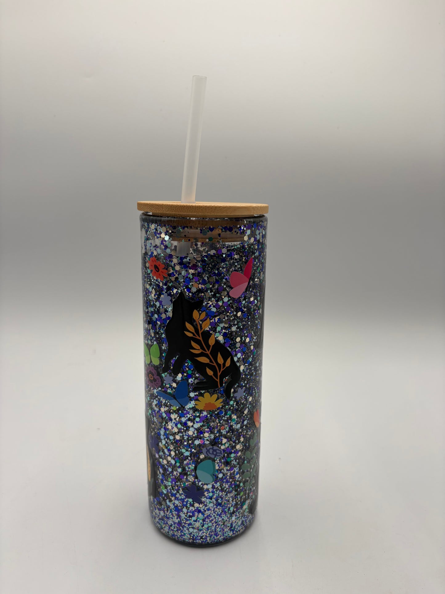 Cat Glitter glass tumbler