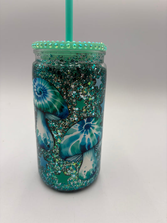 Mushroom glitter tumbler