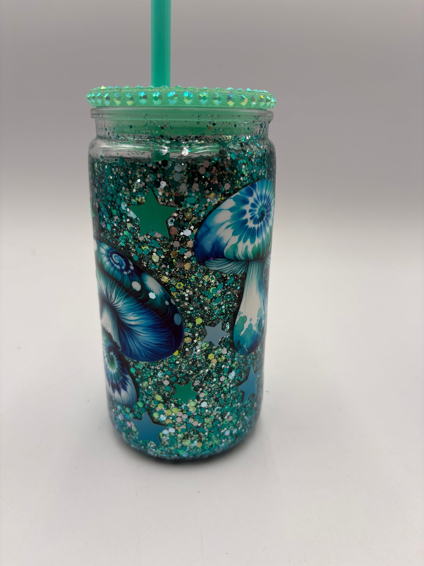 Mushroom glitter tumbler