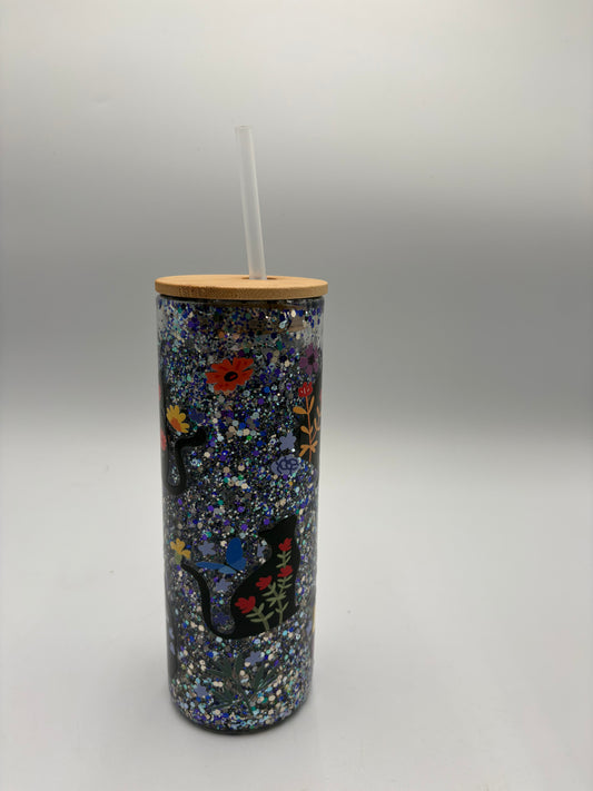 Cat Glitter glass tumbler